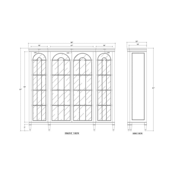 Chambre Display Cabinet w/ Glass Shelves & LED-Blue Hand Home