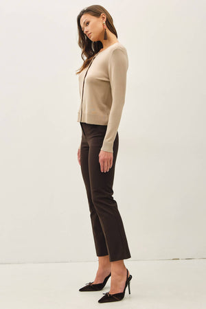 Ultra Soft Essential Basic Crewneck Button Up Cardigan