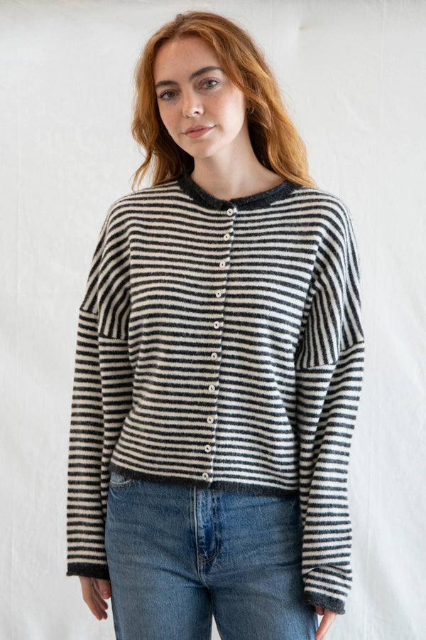 Piper Cardigan - Mini Striped-Blue Hand Home