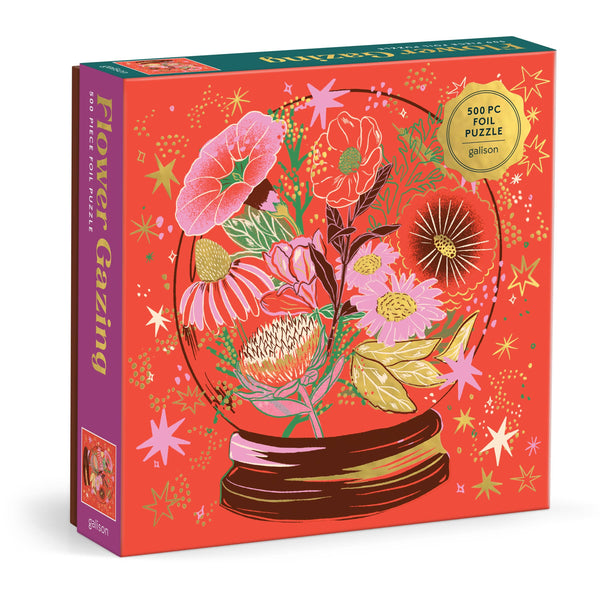 Flower Gazing 500 Piece Foil Puzzle-Blue Hand Home