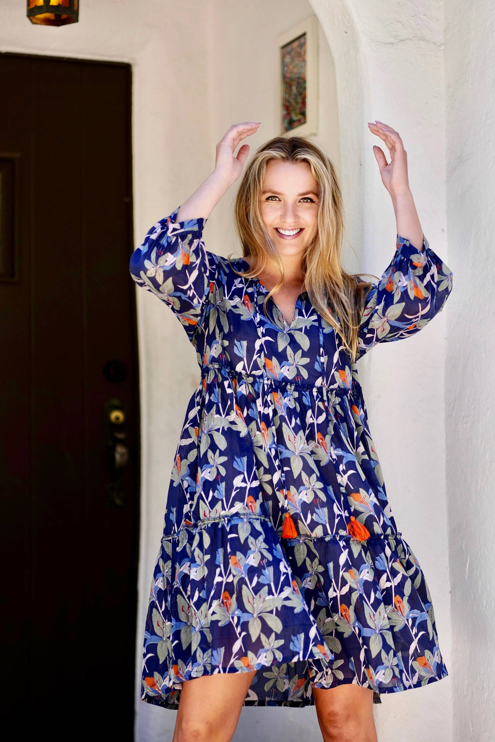 Camby Dress Navy Floral-Blue Hand Home