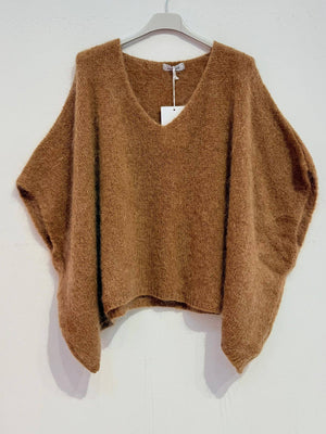 Mohair poncho sweater 7627-Blue Hand Home