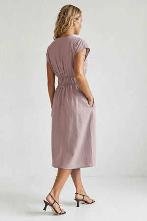 Buckle Detail Midi Dress-Blue Hand Home