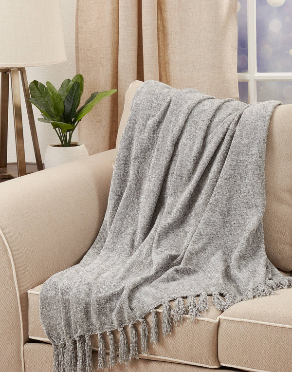 Chenille Throw-Blue Hand Home