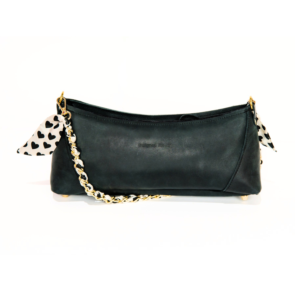 Leather Baguette Shaped Handbag, Medium Size - The Birdie-Blue Hand Home