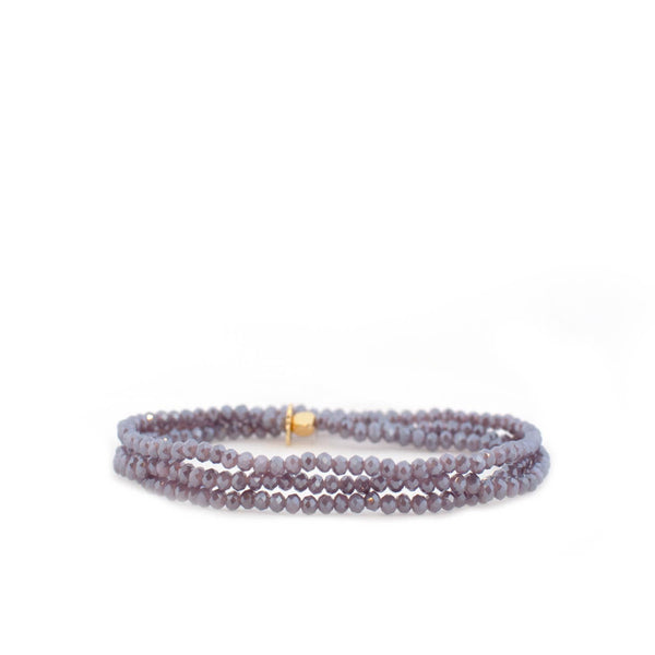 Mini stretch crystal beaded wrap bracelet-Blue Hand Home