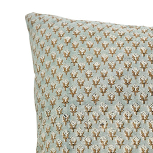 Elegant Hand Block Printed Viscose Linen Pillow Cover- Mogra-Blue Hand Home