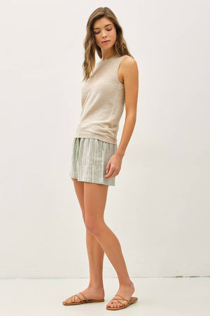 [NEW COLOR]ROUND NECK SLEEVELESS SLUB KNIT TOP-Blue Hand Home