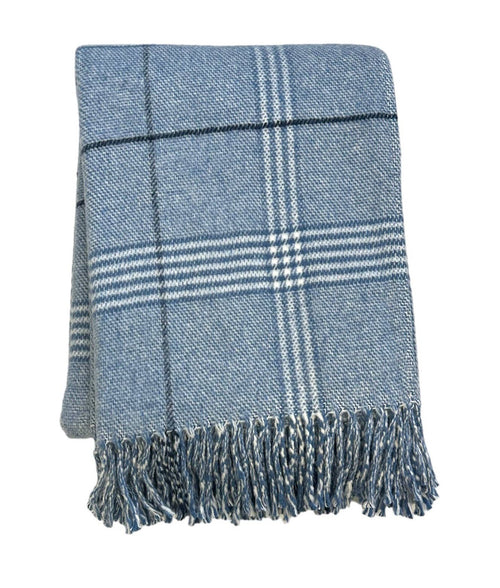 408 - Windowpane Plaid Throw-Blue Hand Home