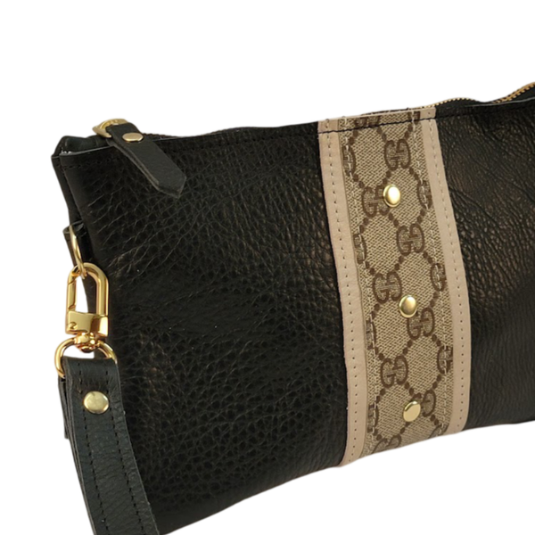 Cathy Wristlet In Black Leather | Upcycled Gucci