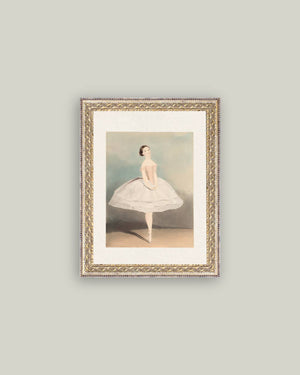 Ballerina Framed Antique Art-Blue Hand Home