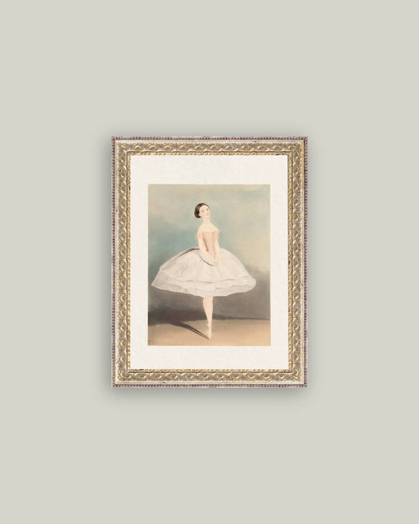 Ballerina Framed Antique Art-Blue Hand Home