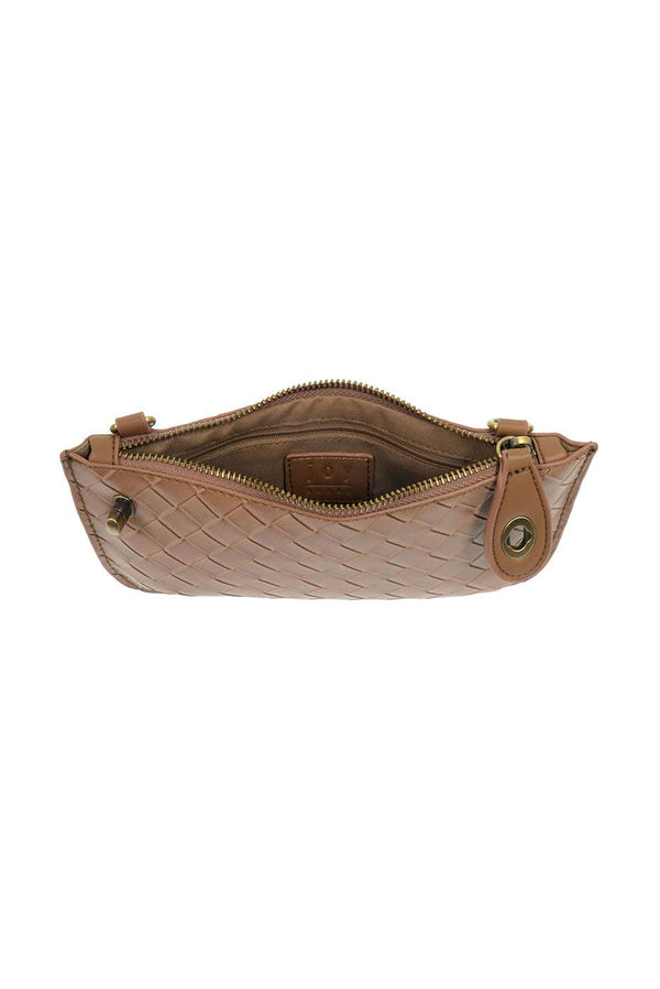 Faux Wide Woven Mini Crossbody Wristlet Clutch-Blue Hand Home