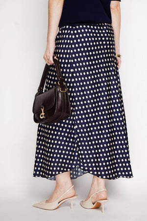 Leopard Satin Skirt 2337-Pois-Blue Hand Home