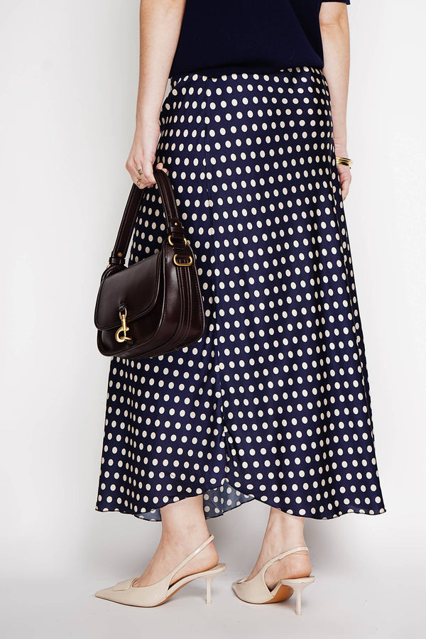 Leopard Satin Skirt 2337-Pois-Blue Hand Home