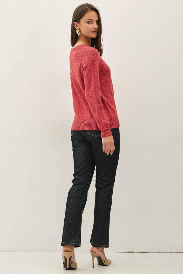 [NEW SHADE]RAGLAN SLEEVE SLUB PULLOVER SWEATER-Blue Hand Home