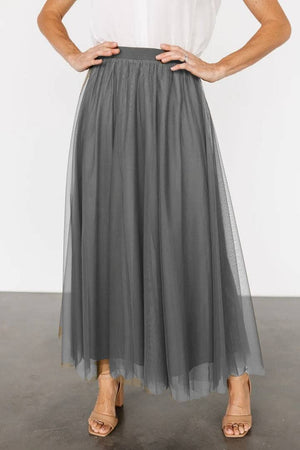 20 colors Flowy Elastic Waist Tulle Pleated Skirt-Blue Hand Home