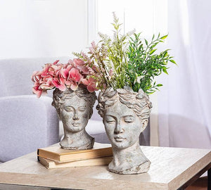 Women Head Planter-Blue Hand Home