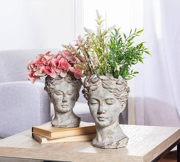 Women Head Planter-Blue Hand Home