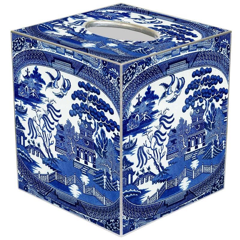 TB1386 Blue Willow Tissue Box Cover-Blue Hand Home