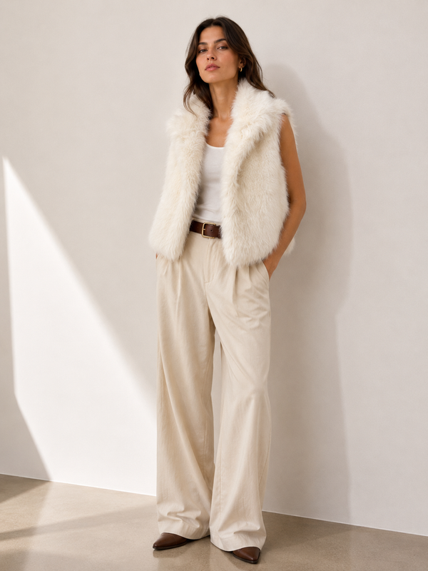 Shelter Island Faux Fur Collar Vest Faux Fur Vest