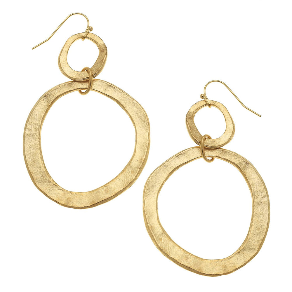 Double Gold Earrings-Blue Hand Home
