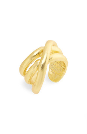 Overlap stripes ring: Gold-Blue Hand Home