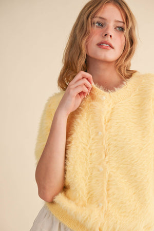 MOHAIR KNIT SHORT SLEEVE SWEATER CARDIGAN MSW11252-Blue Hand Home