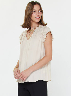 Margot Pleated Sleeve Blouse-Blue Hand Home