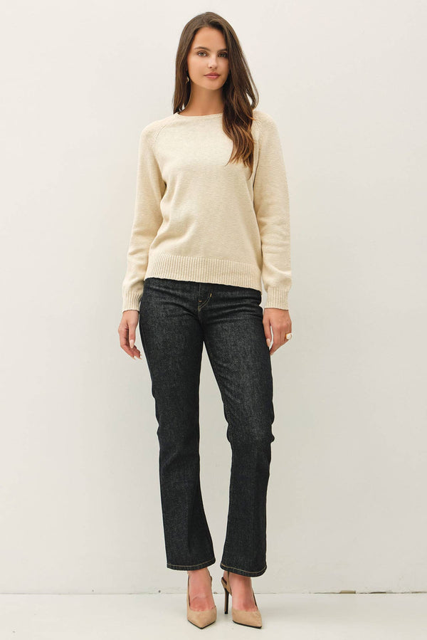 [NEW SHADE]RAGLAN SLEEVE SLUB PULLOVER SWEATER-Blue Hand Home