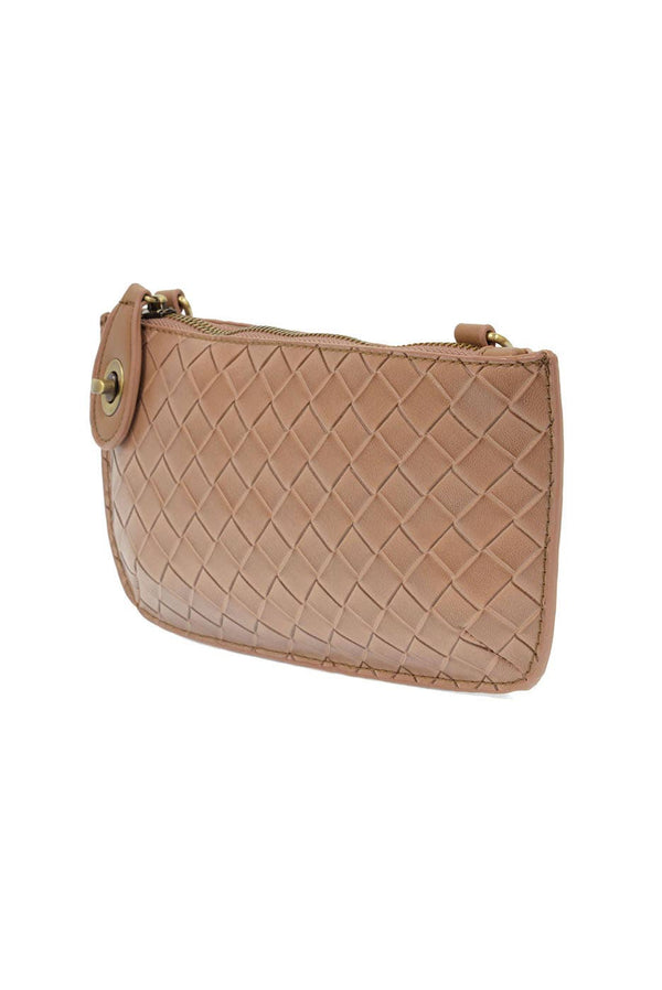 Faux Wide Woven Mini Crossbody Wristlet Clutch-Blue Hand Home
