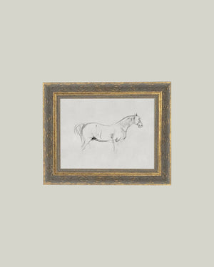 Horse Sketch Framed Antique Art-Blue Hand Home