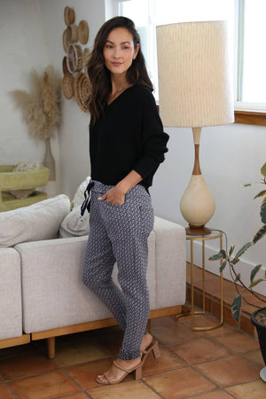 Npa31-Bw73 One Size Jaquard Drawstring Waist Pants