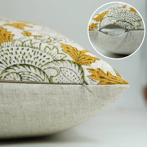 Handmade Block Print Viscose Linen Pillow Cover- Aakash-Blue Hand Home