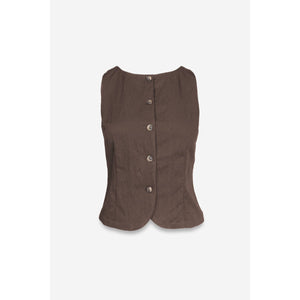Sleeveless Woven Vest With Back Tie-Blue Hand Home