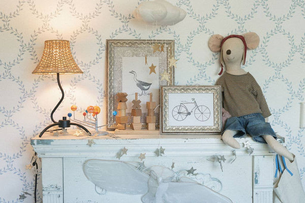 Single Goose Framed Antique Art-Blue Hand Home