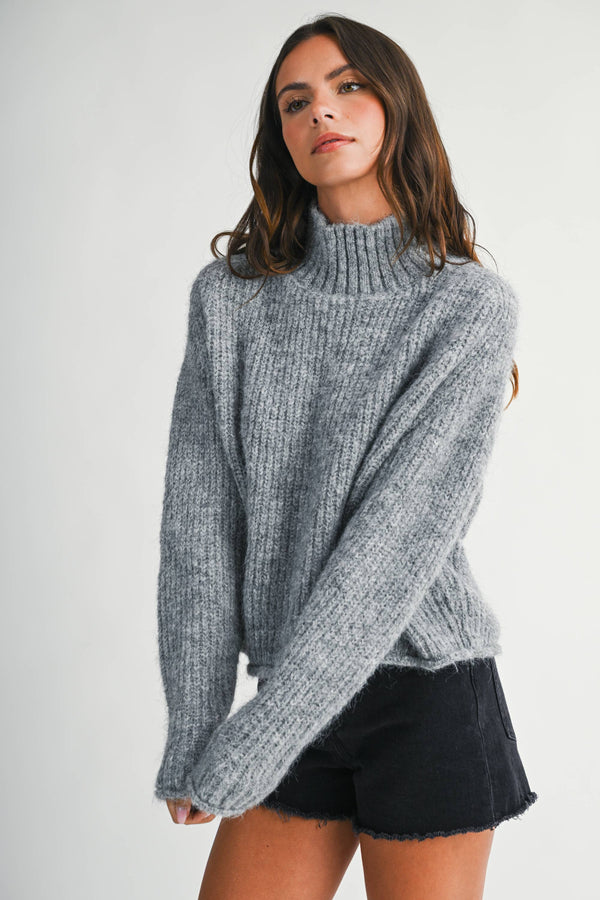 3483ik Soft Brushed Mock Neck Sweater