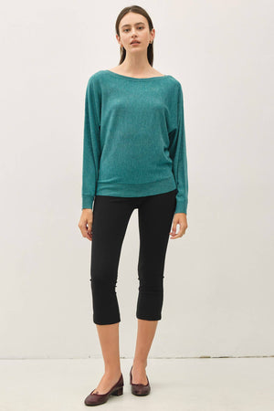 Dolman Sleeve Boat Neck Fine Sweater