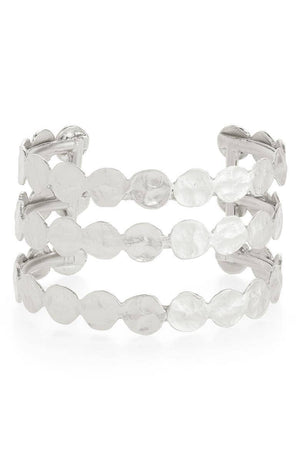 Elegant Three-Row Coin Cuff Bracelet - Fashion Accessory-Blue Hand Home