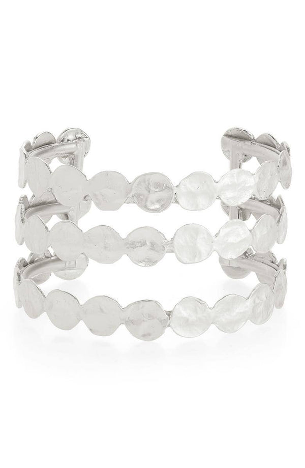 Elegant Three-Row Coin Cuff Bracelet - Fashion Accessory-Blue Hand Home