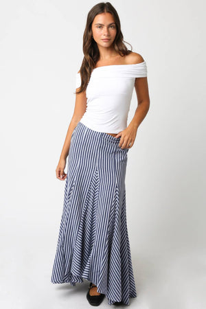 Nava Stripe Maxi Skirt-Blue Hand Home