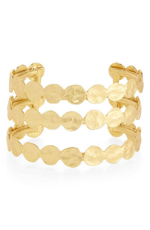 Elegant Three-Row Coin Cuff Bracelet - Fashion Accessory-Blue Hand Home