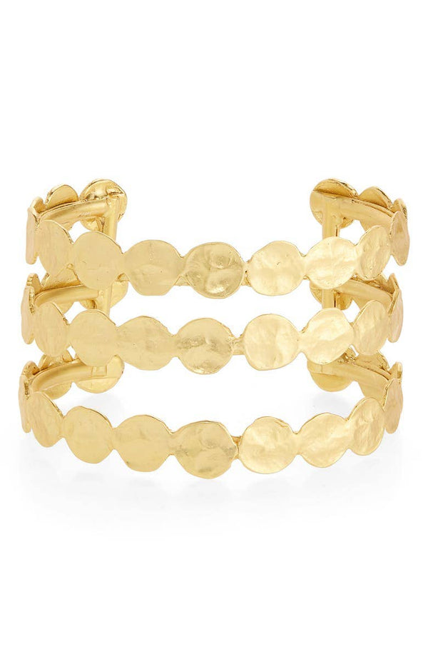 Elegant Three-Row Coin Cuff Bracelet - Fashion Accessory-Blue Hand Home