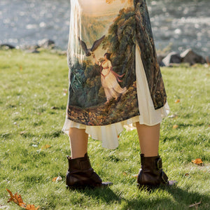 Awakening Opera Duster Kimono Robe w/Landscape and Eagle-Blue Hand Home