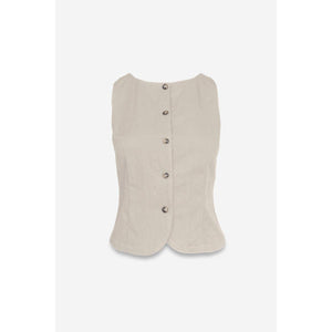 Sleeveless Woven Vest With Back Tie-Blue Hand Home