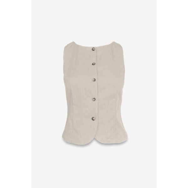 Sleeveless Woven Vest With Back Tie-Blue Hand Home