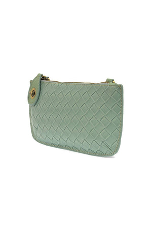 Faux Wide Woven Mini Crossbody Wristlet Clutch-Blue Hand Home