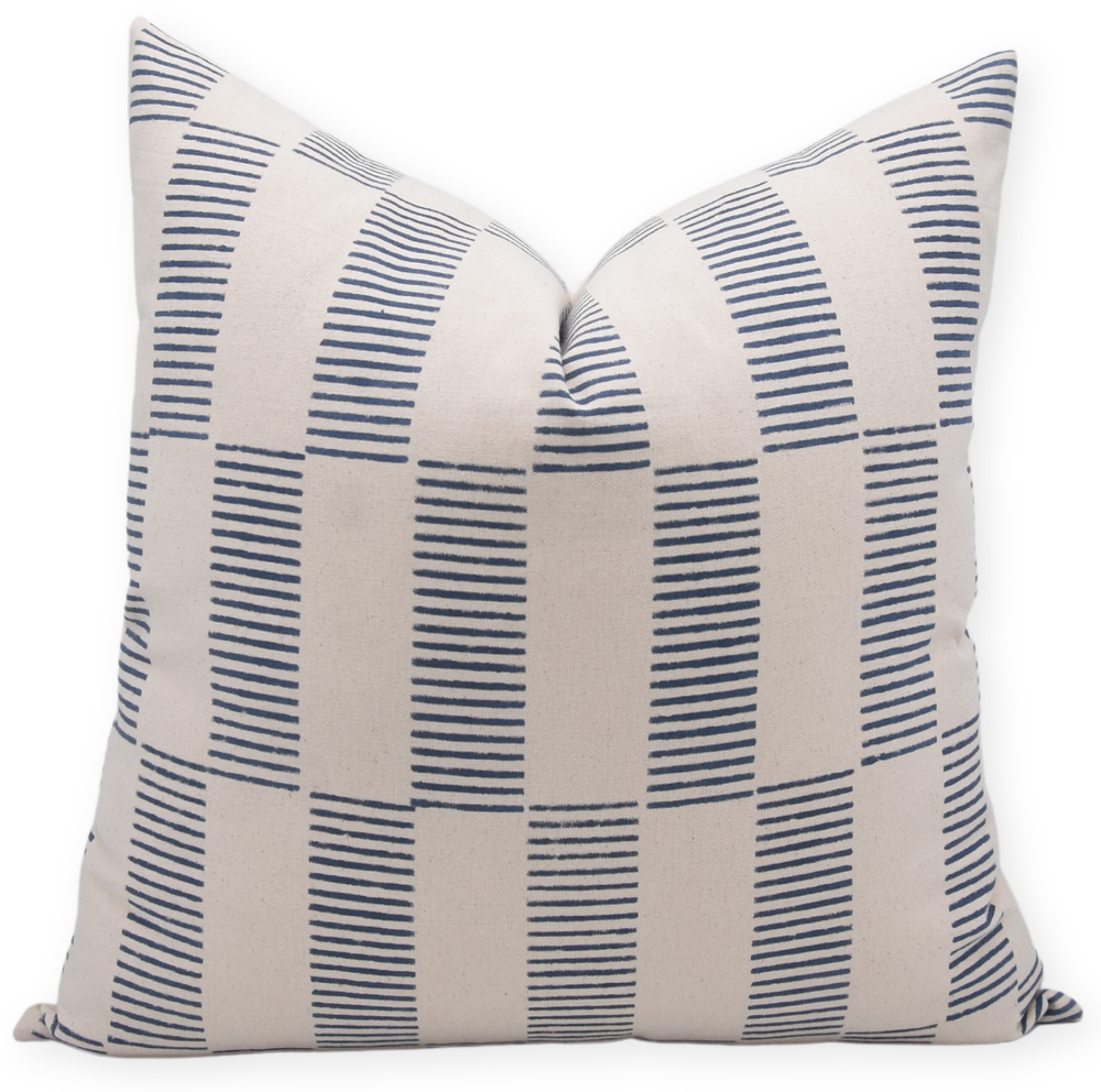 Indian Block Design Duck Canvas Pillow Cover - Zig-Zag-Blue Hand Home