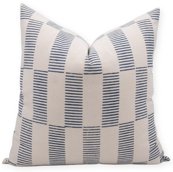 Indian Block Design Duck Canvas Pillow Cover - Zig-Zag-Blue Hand Home