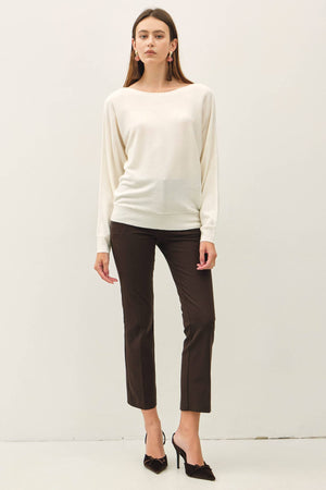 Dolman Sleeve Boat Neck Fine Sweater